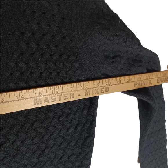 NEW NORDSTROM Lamb's Wool Blend Black Knit Cropped Button Front Cardigan Sweater - Picture 6 of 7
